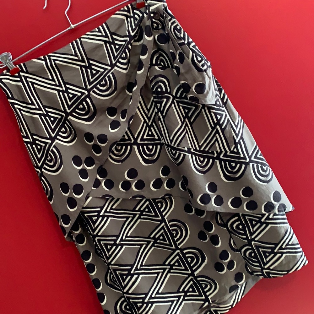 Maeve Black and White Geometric Pencil Skirt